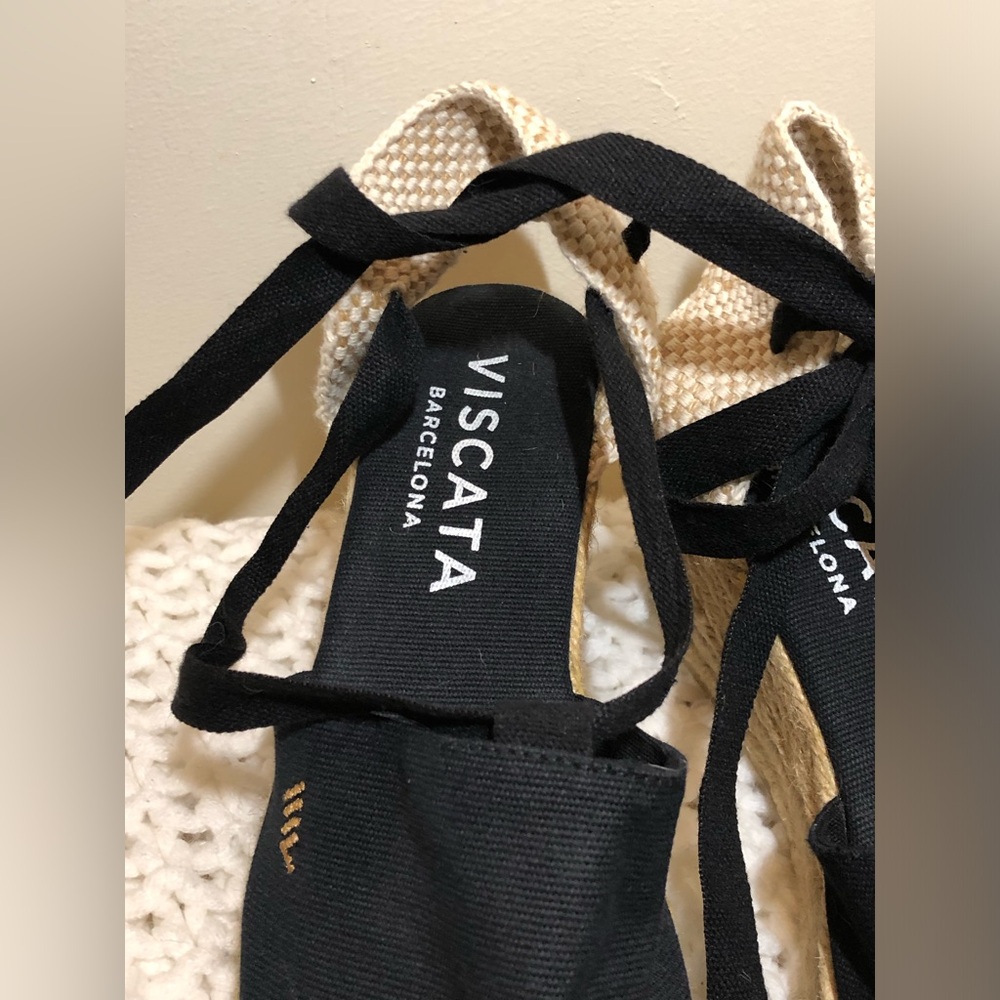 Black Espadrilles with Ribbon Tie - Picture 2 of 7